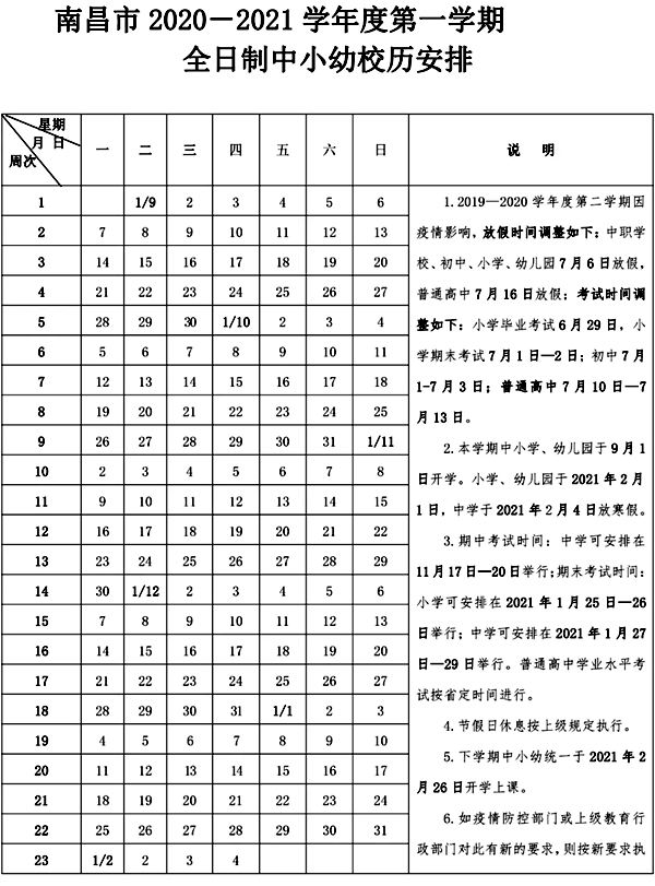 2020南昌中小學(xué)暑假放假時(shí)間