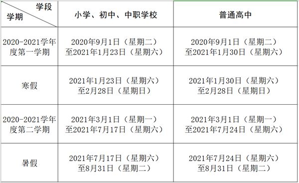 2021年包頭中小學(xué)第一學(xué)期校歷