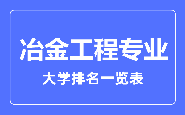 2023年全國冶金工程專業(yè)大學(xué)排名一覽表