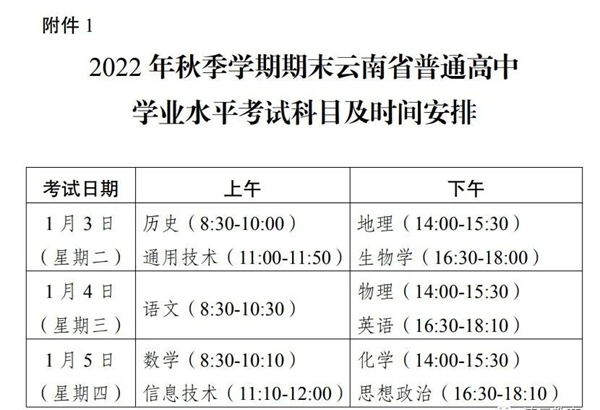 2023年云南省高中學考具體時間,云南各科會考什么時候