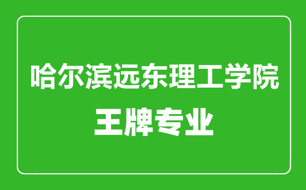 哈爾濱遠東理工學院王牌專業(yè)有哪些,哈爾濱遠東理工學院最好的專業(yè)是什么