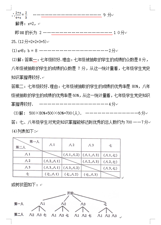 2023年海西州中考數(shù)學試卷真題及答案