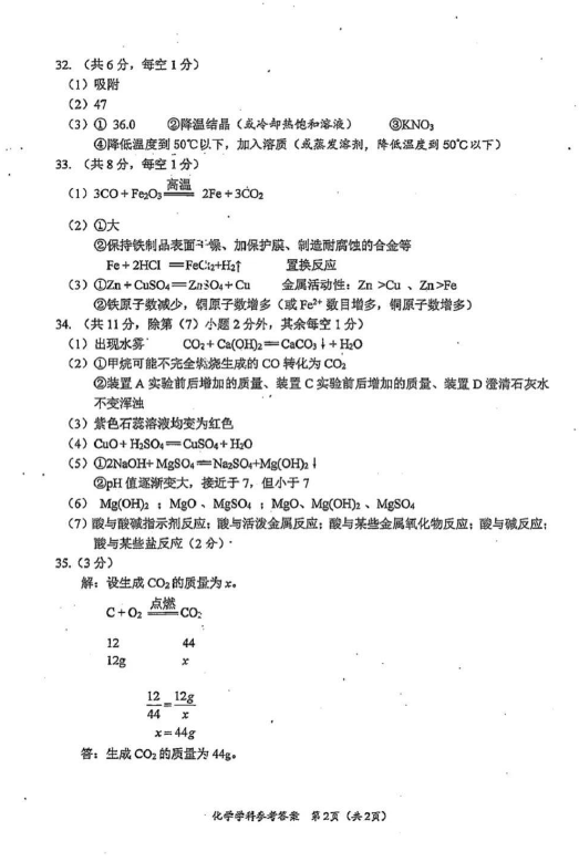 2023年貴陽市中考化學試卷真題及答案