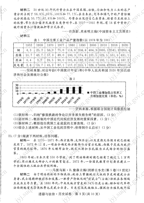 2023年宿遷市中考歷史試卷真題及答案