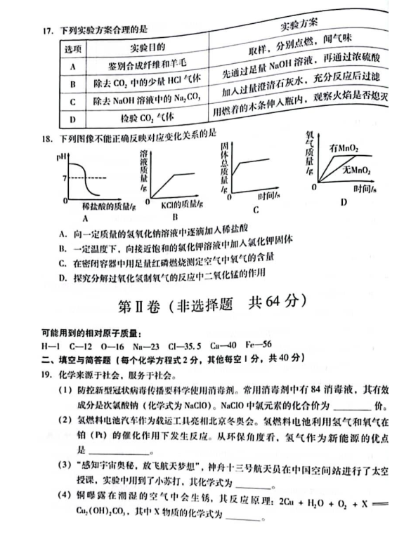 2023年臨沂市中考化學試卷真題及答案