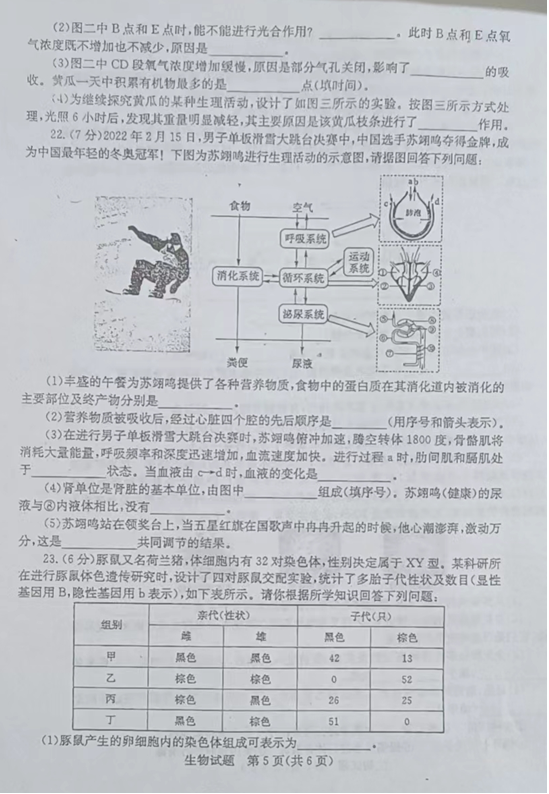2023年菏澤市中考生物試卷真題及答案