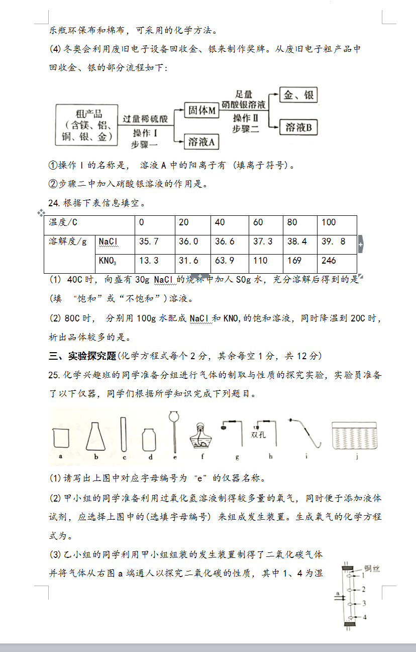 2023年涼山州中考化學真題及答案