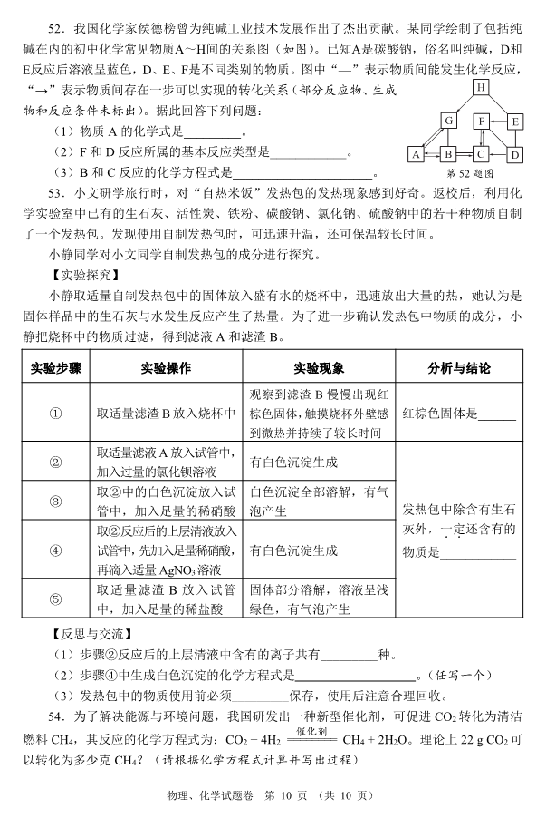 2023年襄陽市中考化學真題及答案
