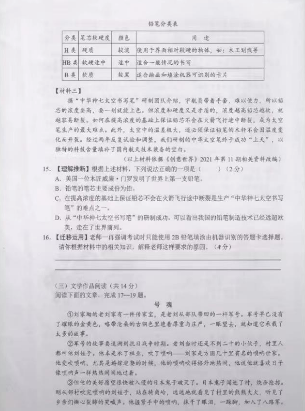 2023年長沙市中考語文試卷真題及答案