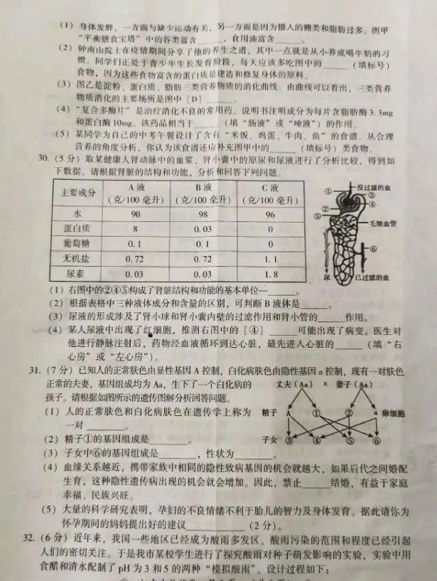 2023年衡陽(yáng)市中考生物試卷真題及答案