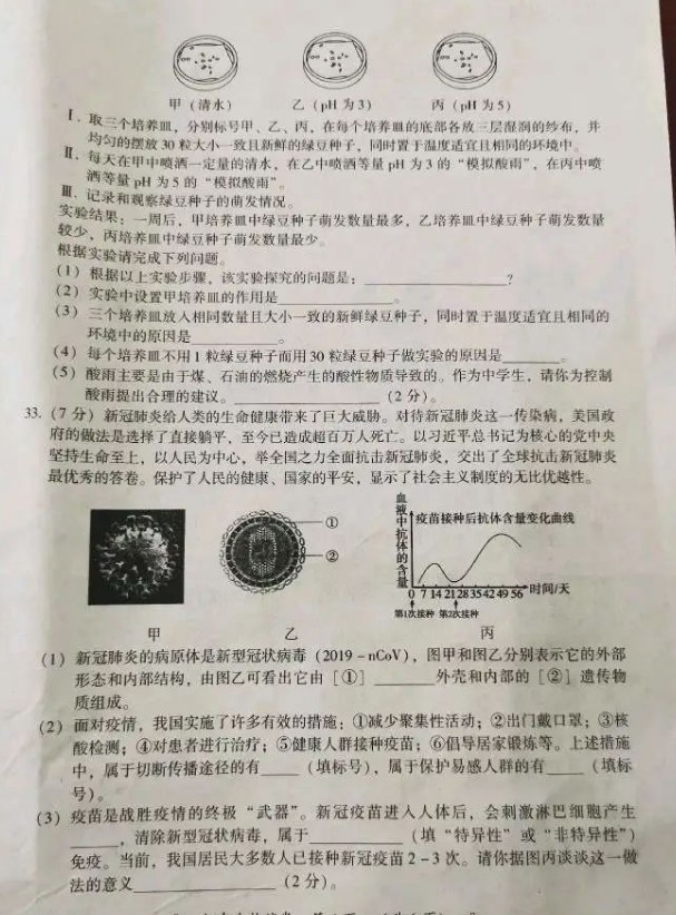 2023年衡陽(yáng)市中考生物試卷真題及答案