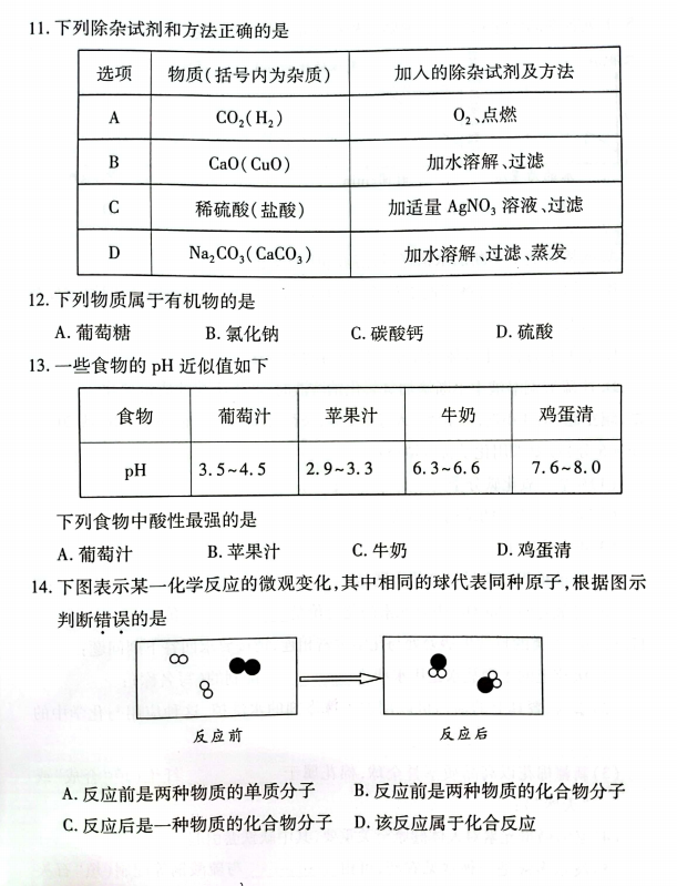 2023年郴州市中考化學(xué)試卷真題及答案