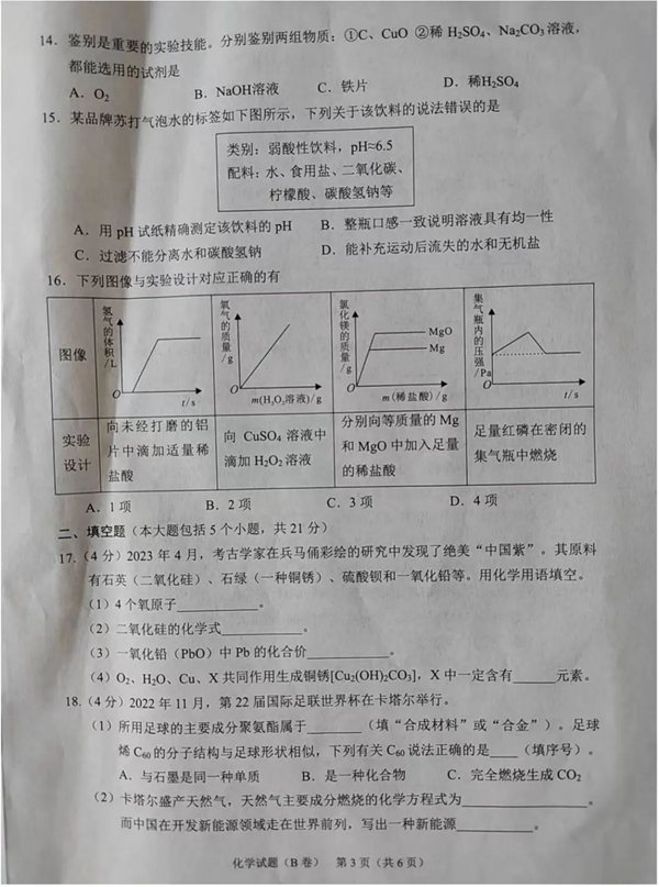 2023年重慶市中考語(yǔ)文試卷真題及答案