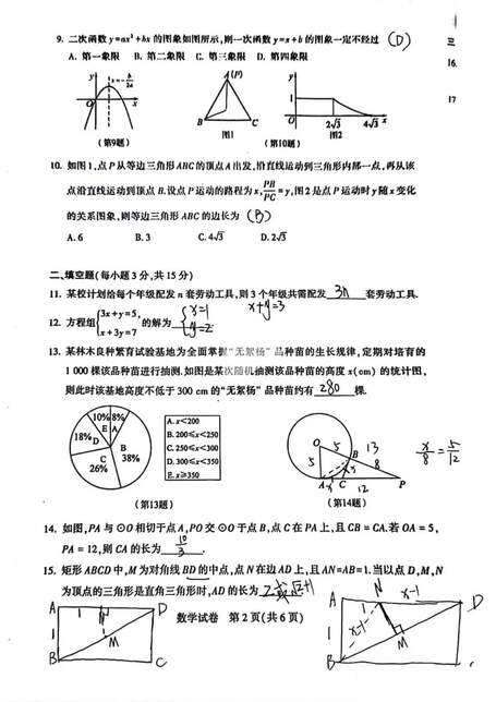 2023年河南中考數(shù)學試卷真題及答案