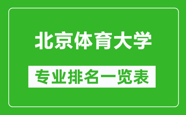 北京體育大學(xué)專業(yè)排名一覽表,北京體育大學(xué)哪些專業(yè)比較好