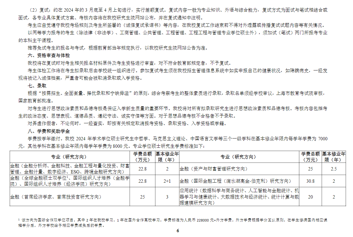2024年上海財(cái)經(jīng)大學(xué)研究生招生簡章及各專業(yè)招生計(jì)劃人數(shù)