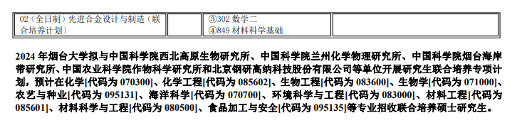 煙臺大學2024碩士研究生招生專業(yè)目錄及考試科目