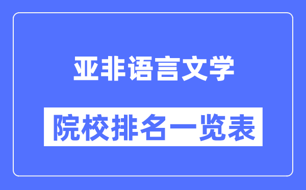 亞非語(yǔ)言文學(xué)專業(yè)考研院校排名一覽表