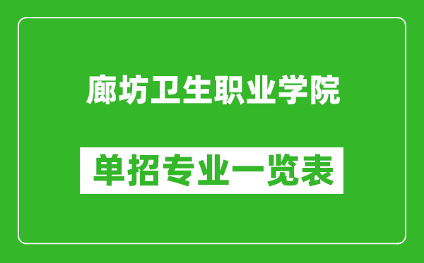 廊坊衛(wèi)生職業(yè)學院單招專業(yè)一覽表