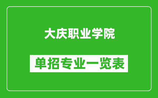大慶職業(yè)學(xué)院單招專業(yè)一覽表