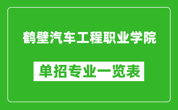 鶴壁汽車工程職業(yè)學院單招專業(yè)一覽表