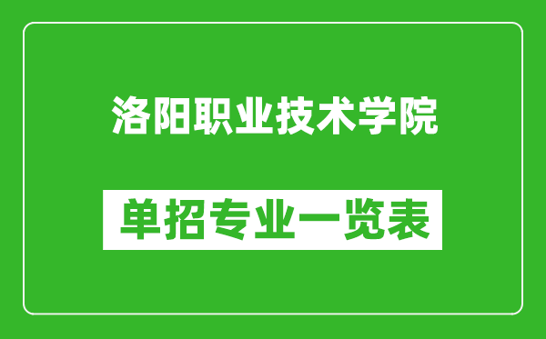洛陽職業(yè)技術(shù)學(xué)院單招專業(yè)一覽表