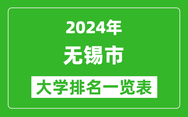 2024年無錫市大學(xué)排名一覽表(13所)