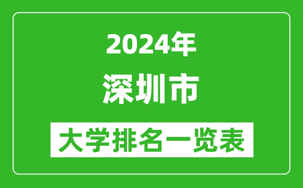2024年深圳市大學(xué)排名一覽表(8所)