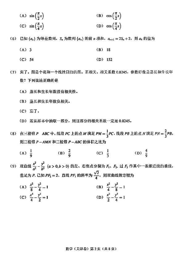 2024高考天津卷數(shù)學真題及答案解析