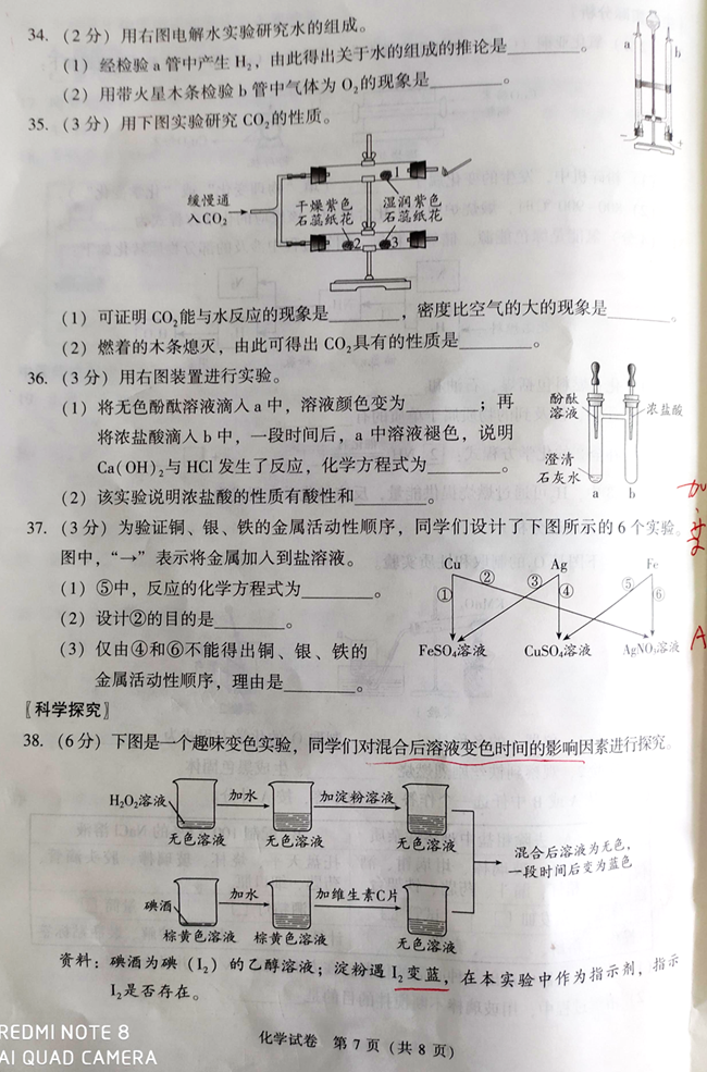 2024年北京中考化學試卷真題及答案解析