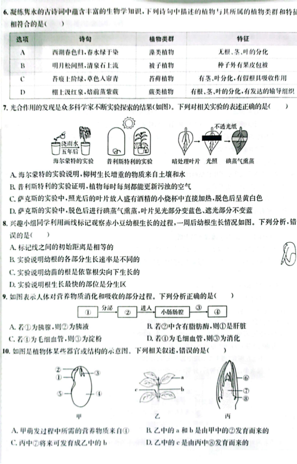 2024年東營中考生物試卷真題及答案解析