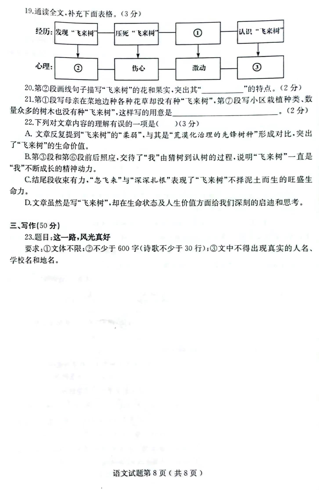 2024年煙臺(tái)中考語文試卷真題及答案解析