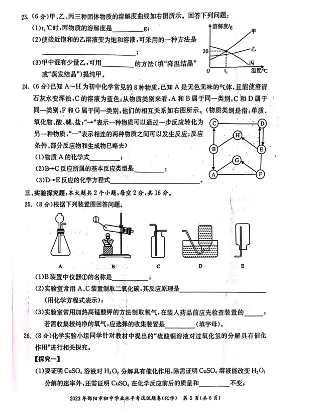 2024年邵陽中考化學(xué)試卷真題及答案解析
