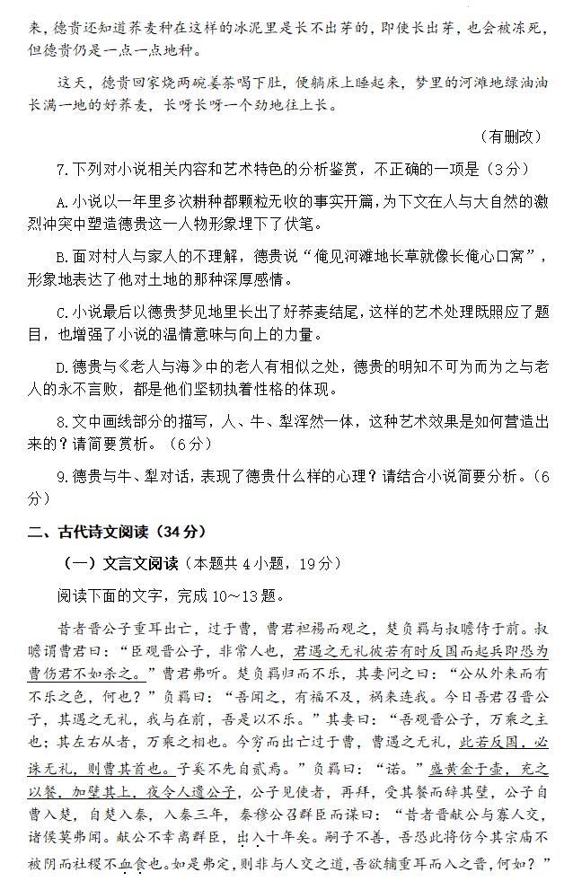 2024年高考語文試卷真題及答案解析(全國乙卷)