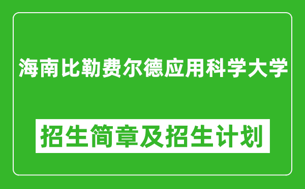 海南比勒費爾德應用科學大學2025年高考招生簡章及各省招生計劃人數(shù)