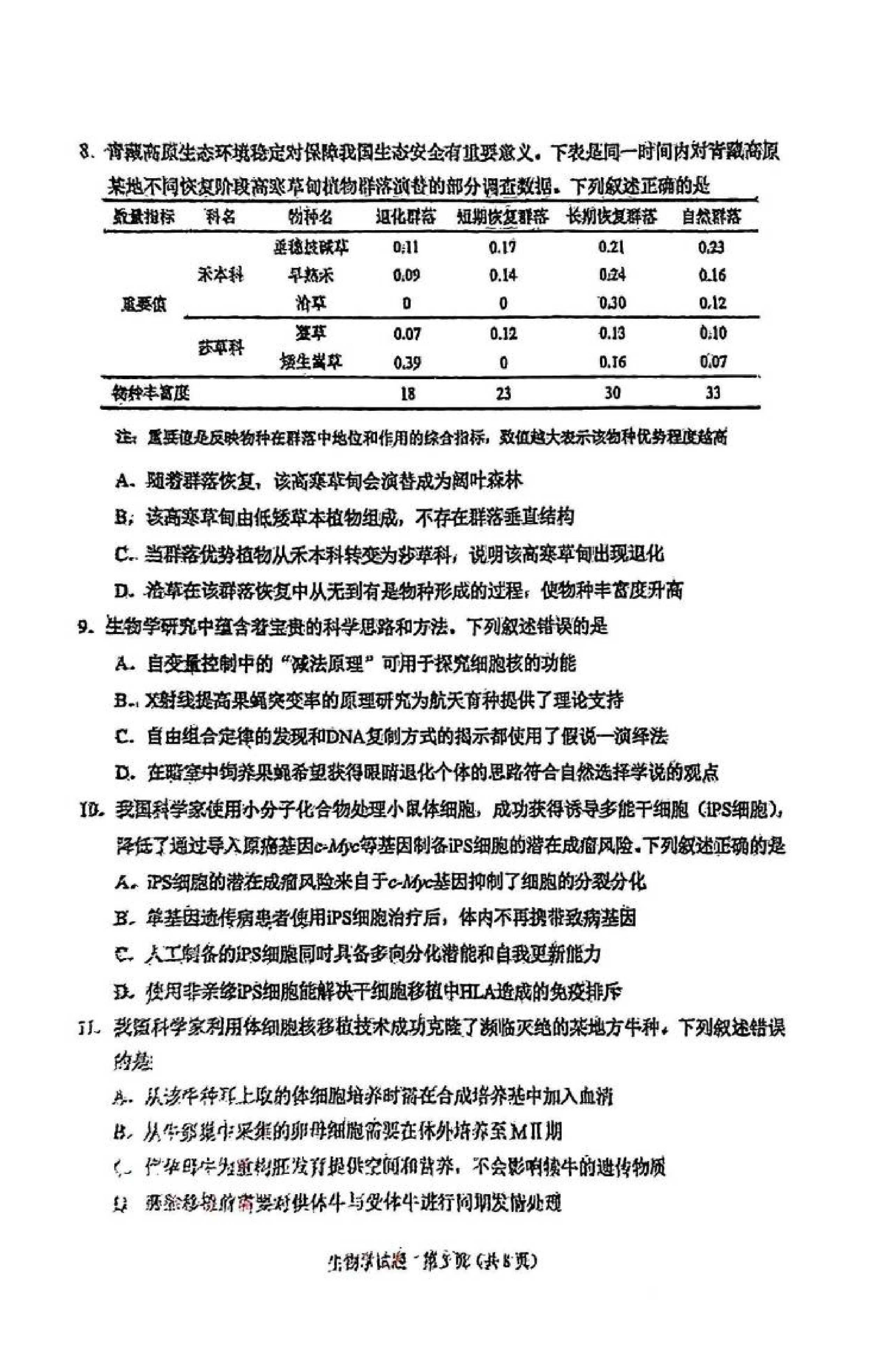 2025年八省聯(lián)考生物學(xué)試卷及答案解析