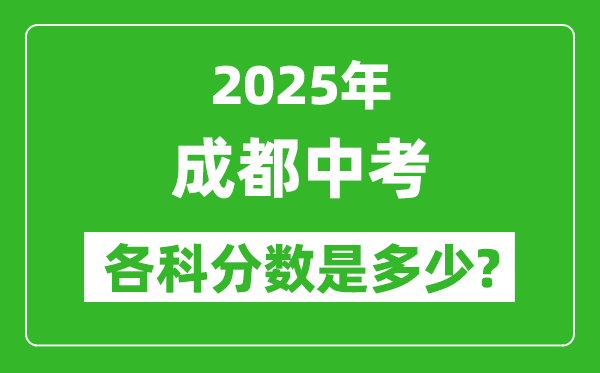 2025成都中考科目及各科分數是多少？