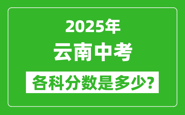 2025云南中考科目及各科分?jǐn)?shù)是多少？