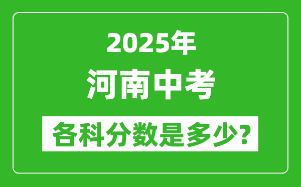 2025河南中考科目及各科分數(shù)是多少？