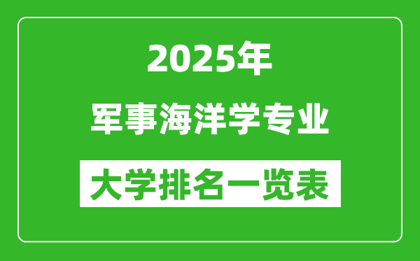 全國軍事海洋學(xué)專業(yè)最好的大學(xué)排名一覽表(2025最新)