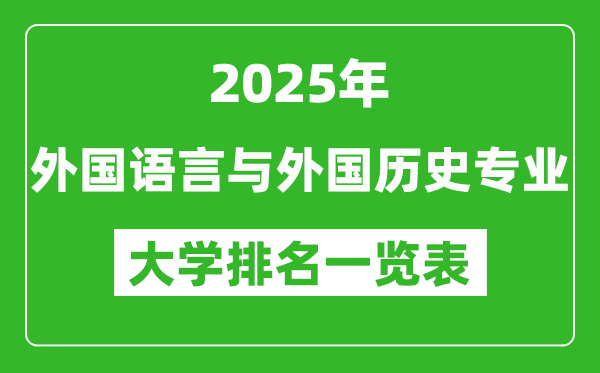全國外國語言與外國歷史專業(yè)最好的大學排名一覽表(2025最新)