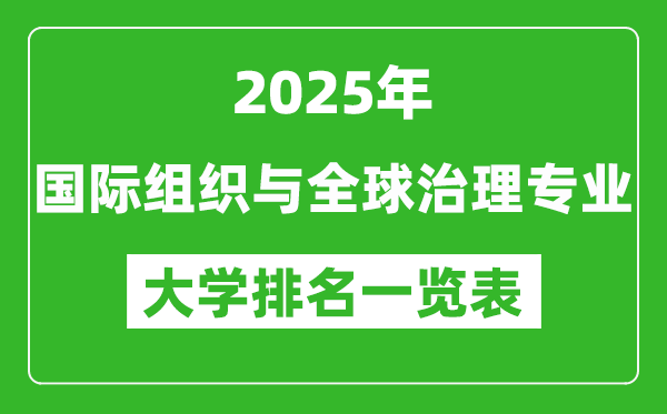全國國際組織與全球治理專業(yè)最好的大學(xué)排名一覽表(2025最新)