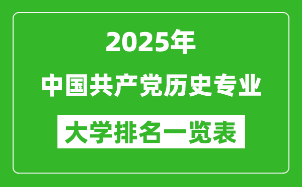 全國中國共產(chǎn)黨歷史專業(yè)最好的大學(xué)排名一覽表(2025最新)