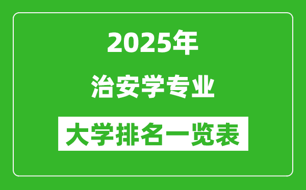 全國治安學(xué)專業(yè)最好的大學(xué)排名一覽表(2025最新)
