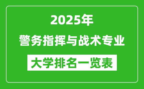 全國警務(wù)指揮與戰(zhàn)術(shù)專業(yè)最好的大學(xué)排名一覽表(2025最新)