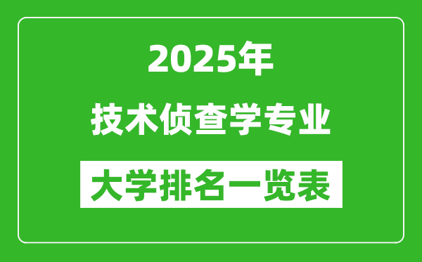 全國(guó)技術(shù)偵查學(xué)專業(yè)最好的大學(xué)排名一覽表(2025最新)