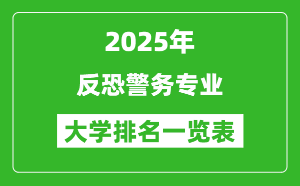 全國反恐警務專業(yè)最好的大學排名一覽表(2025最新)