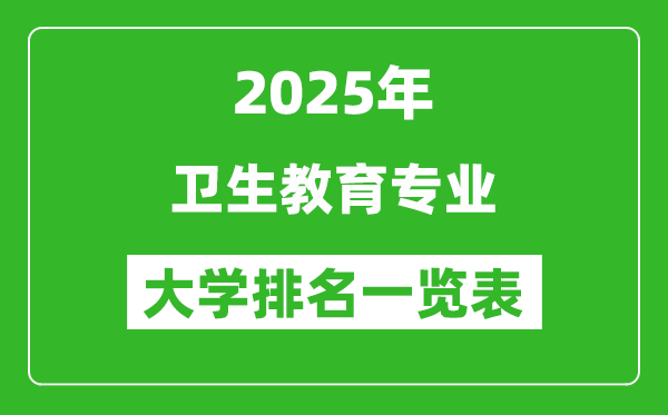 全國(guó)衛(wèi)生教育專業(yè)最好的大學(xué)排名一覽表(2025最新)