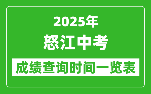 怒江中考成績(jī)查詢時(shí)間2025年具體時(shí)間一覽表