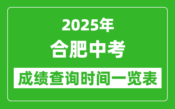 合肥中考成績查詢時間2025年具體時間一覽表